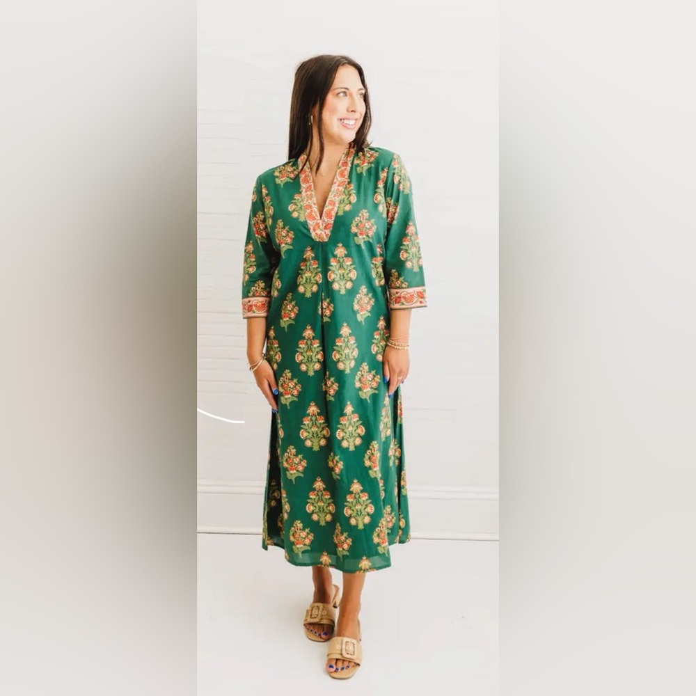 HEART OF GRACE DESIGNS- Block. Print Juliette Caftan Elodie Original Price $130